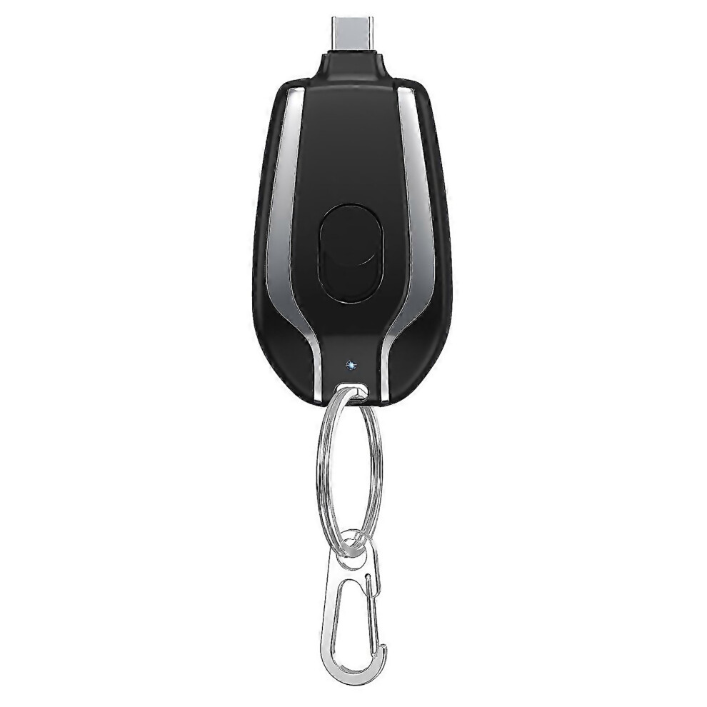 For 1200Mah Mini Keychain Power Bank Portable Charger For Iphone Android Outdoor Backpacking Crafted Type C Black 6000002313348