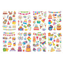 16Bögen Sticker Geburtstag, Selbstklebende Aufkleber Geburtstag, Farbig Niedliche Geburtstagsaufkleber, Kinder Happy Birthday Sticker für