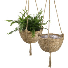 Set di vasi sospesi in stile boho, dimensioni 23 cm x 15 cm, design unico con rivestimento interno in plastica per un utilizzo sicuro ed elegante in