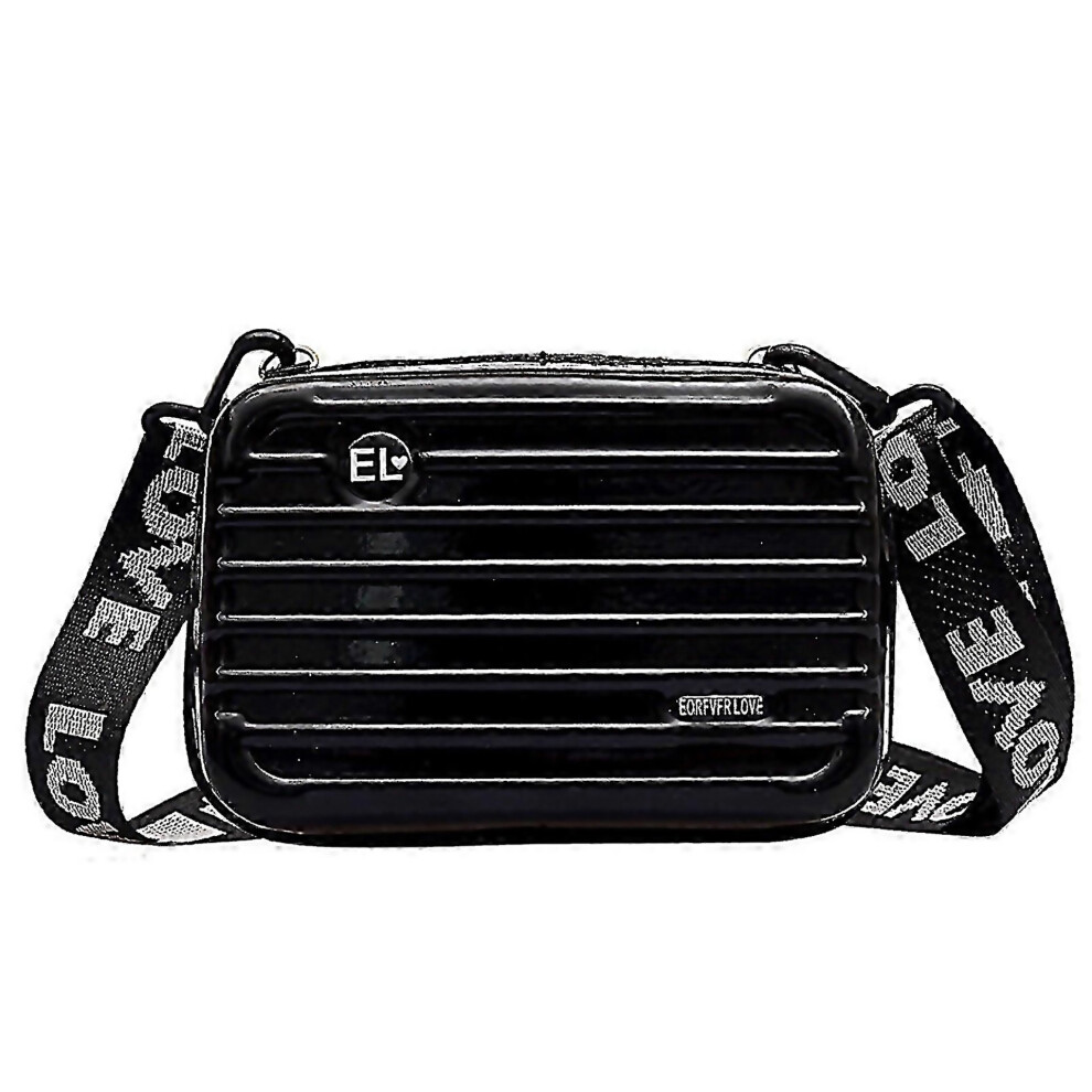 For Womens Hard Shell Makeup Bag Mini Suitcase Shoulder Messenger Bag Black-image-OPC-PN97FMW-NEW