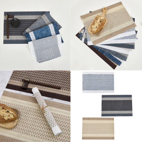 Stylish Polyester Table Mats Japanese Inspire-White Dark Grey 1