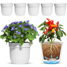 Pots de fleurs faciles à rempoter pour l'intérieur et l'extérieur, décoration pour la maison et le jardin avec pots à réserve d'eau, matériau
