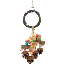 Bird Enrichment Swing Set Wooden Pinecone Corncob Design For