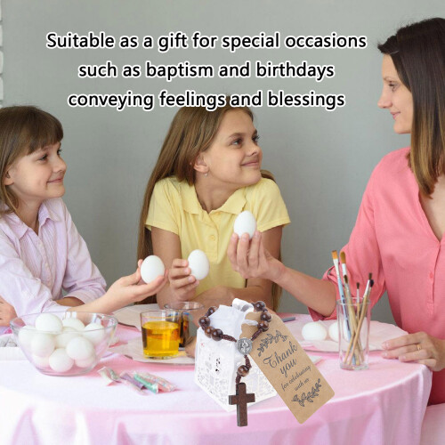Christian Wood Crosses Rosaries Baptisms Set Include Gift Bag 1