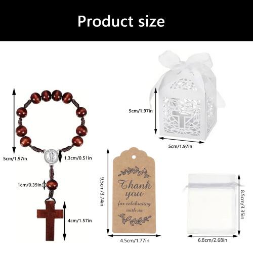 Christian Wood Crosses Rosaries Baptisms Set Include Gift Bag 2