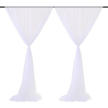 Perdele albe pentru fundal de nuntă, petrecere de ziua de naștere, perdea pentru recuzită foto cu design elegant, realizată din chinlon de