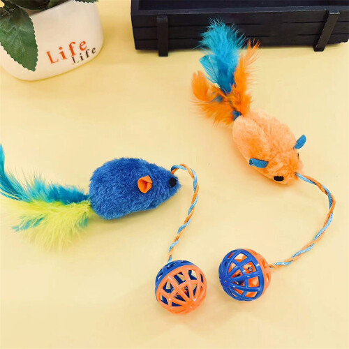 Soft Biting Hunting Cats Play Mouse Bells Noise Safe-Orange 2