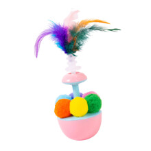 Fun Teaser Cats Toy for Indoor Felines Cats Pompoms Wobble-Pink