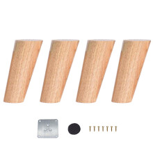 Werten Sie Ihre Möbel mit diesen Möbelfüßen im Mid-Century-Stil auf! Das 4er-Set aus Massivholz ist einfach zu montieren und verleiht Ihrer