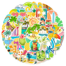 Set van 100 zomerse strandstickers, waterdichte vinylstickers voor fietsen, skates, bagage, koffers, computers, graffiti-stickers, Hawaïaans