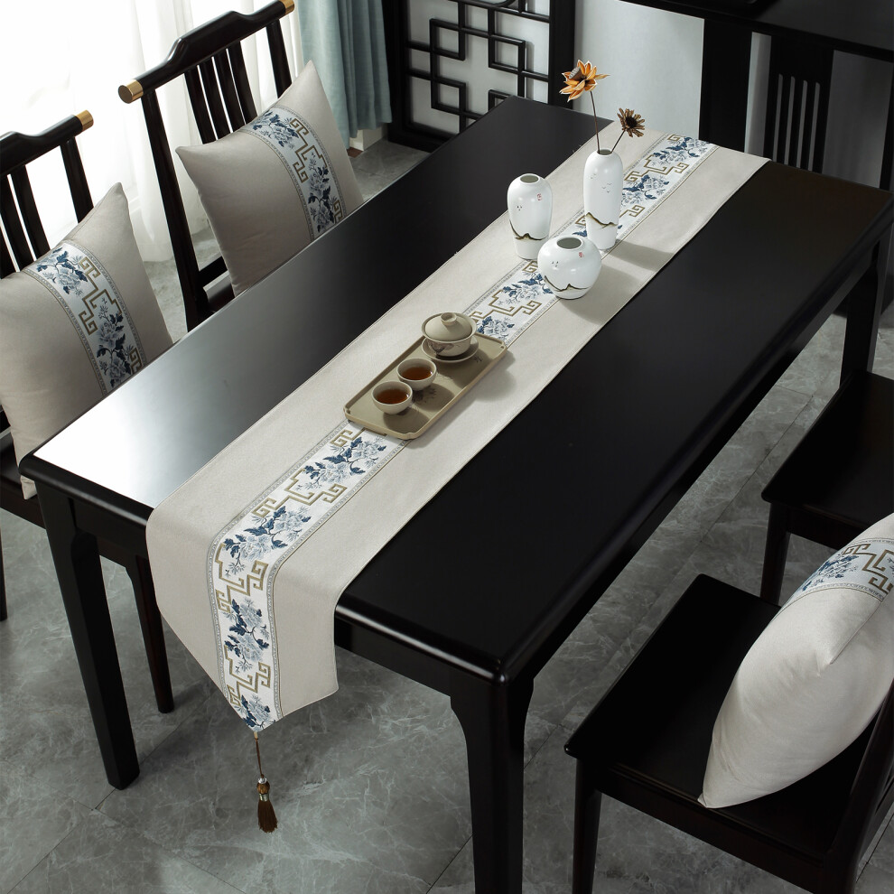 Chinese Style Fabric Runner, Suitable For Various Occasions Like Banquets, Parties, Protects Table From Scratches, Spills, And Messes, 1PCS-image-OPC-PN986HK-NEW