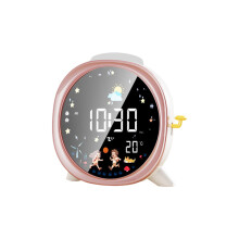 LED Night Light Alarm Clock LCD Display Gentle Wake Up-Pink