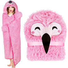 Couverture à capuche à motif flamant rose