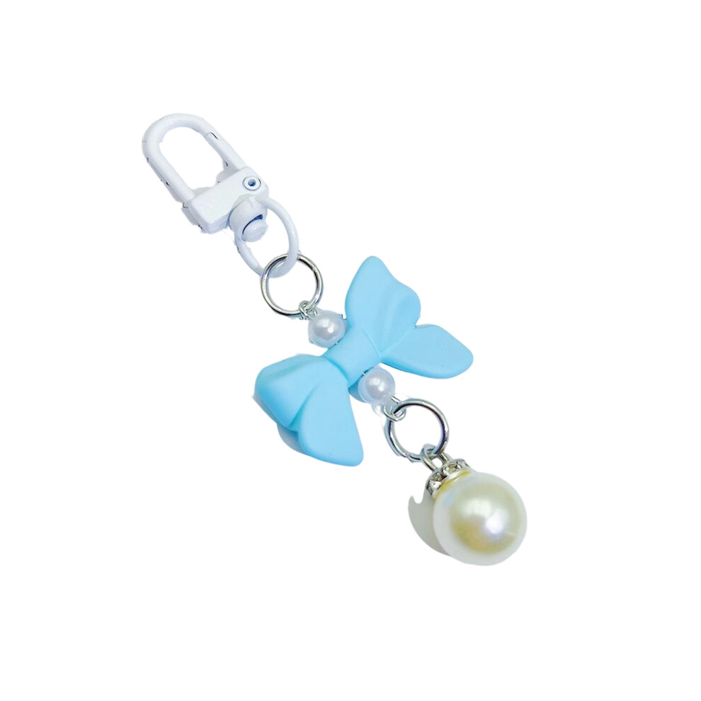 Stylish Candy Colored Bowknot Pearls Cellphone Charm- Blue 7704000207409