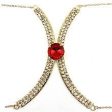 Gioielli per il corpo da donna, con catena toracica tempestata di strass, per bikini e lingerie