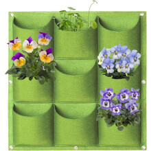 Plantzakken voor aan de muur, hangende kweekzakken met 9 zakken, plantenbak voor aan de muur, verticale plantenbak, kweekzakken voor aan de