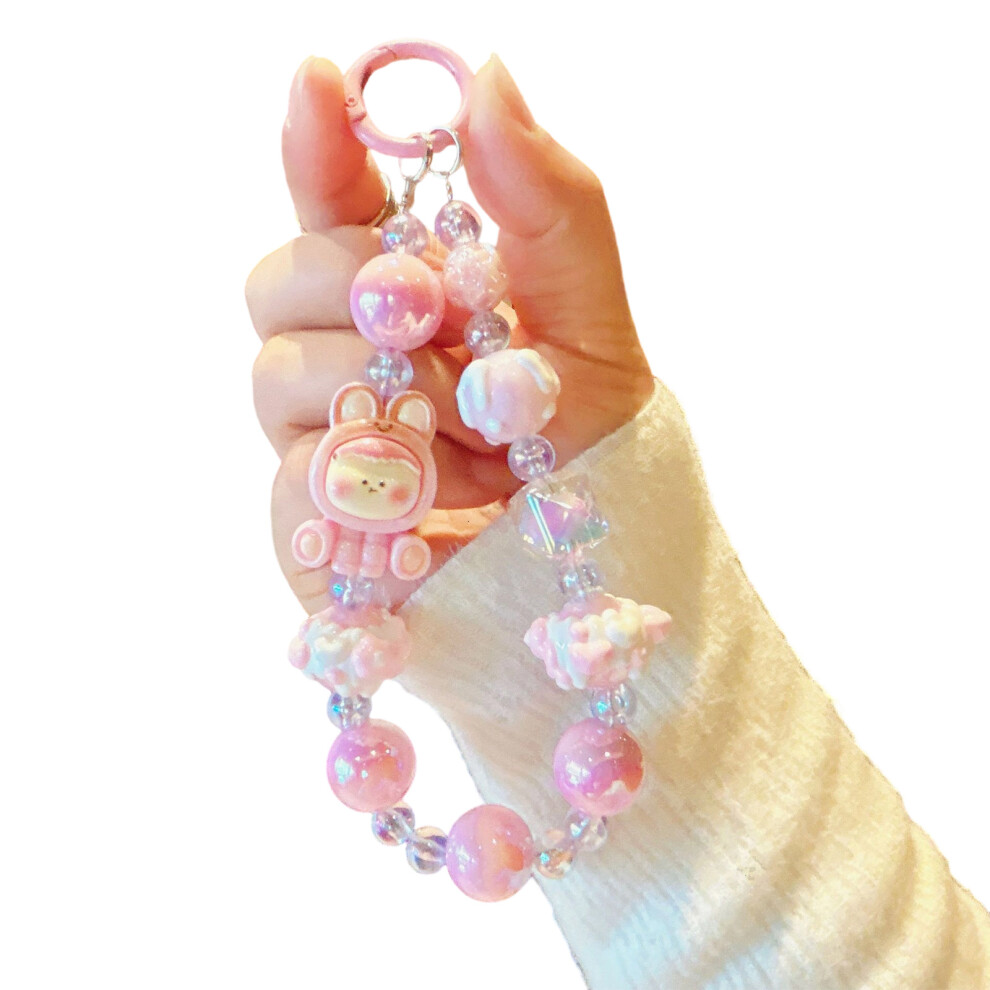 Mobile Strap Phone Chain For Women Colorful Beaded Chain- Pink 7704000207195