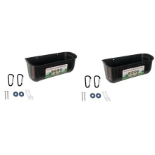 Duck Feeder Fence Hanging Trough Two Pack For Ducks Geese And Turkeys With Clips Black