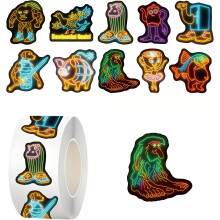 (Small-500pcs Neon-b) Small Brainr0t Stickers Tung Tung Sahur 1" Tall Tralalero Tralala Italian Brain Rot Sticker for Water Bottle, Laptops