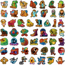 (Big-100pcs Neon) Small Brainr0t Stickers Tung Tung Sahur 1" Tall Tralalero Tralala Italian Brain Rot Sticker for Water Bottle, Laptops