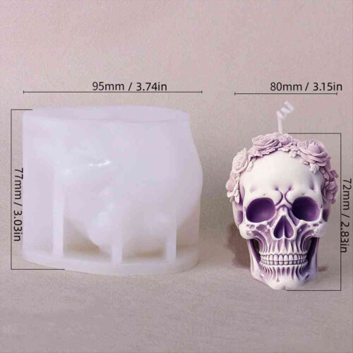 Καλούπι κεριού Rose Skull DIY για κέικ σοκολάτας Halloween Καλούπι διακόσμησης C 1