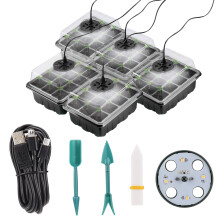 Växtljussatser för plantstartare, fröförökningsstationer med justerbar ventilation, 5 st genomskinliga växtbrickor för inomhusodling, perfekt