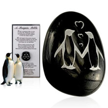 Pingüino de ganchillo hecho a mano, regalo de San Valentín o aniversario para él o ella, símbolo romántico de compromiso, piedra grabada para