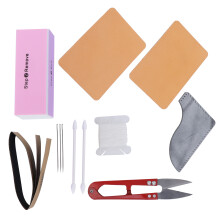 DIY Leather Wallet & Card Holder Set, Khaki Fog Wax Black