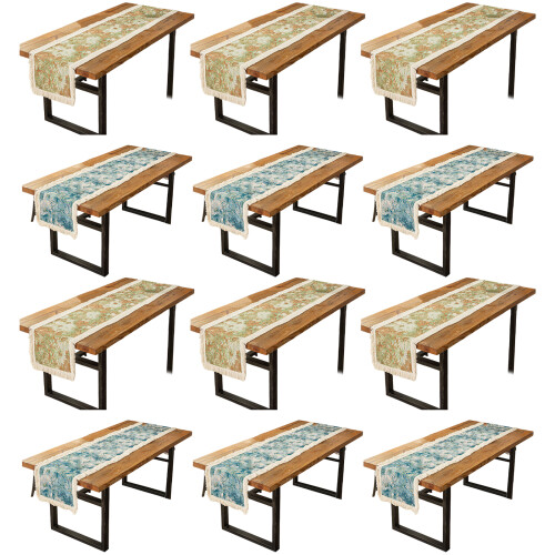 Cotton Linens Table Runner Oil-35 180cm Bluestone green 1