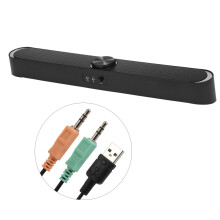 V-198 USB Kabelgebundene Soundbar mit LED-Licht, 3W, 48cm, Schwarz & Weiß