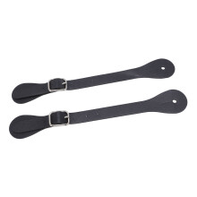 Synthetisches Leder Sporenriemen 22 cm verstellbar Schwarz Western Cowboy Reitsport