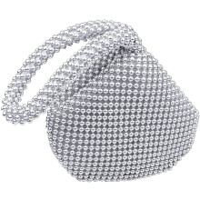 Ασημένια τσαντάκια Bling για γυναίκες βράδυ, μικρό ασημένιο πορτοφόλι με στρας