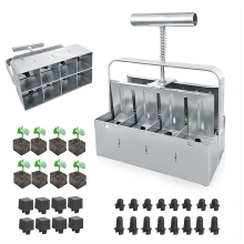 Soil Block Maker, 8 cavità, impugnatura comfort da 2 pollici, attrezzo da giardinaggio manuale per blocchi di semi con 3 tipi