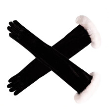 Velvet Gloves Fashion Gloves Stage Performer-black white