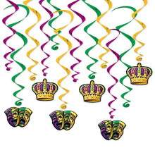 Girandole appese Mardi Gras (12 Pz) - 1 Confezione