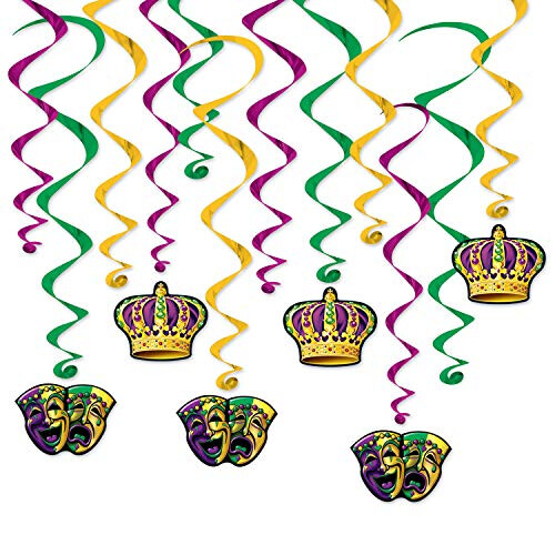 Mardi Gras Hanging Swirls (12 Pcs) - 1 Pack