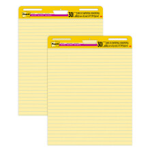 Bardzo samoprzylepny blok sztalugowy Post-it 25 x 30 cali, arkusze Zσlty papier z liniami 30 arkuszy w bloku 2 bloki w opakowaniu Swietne dla wirtual