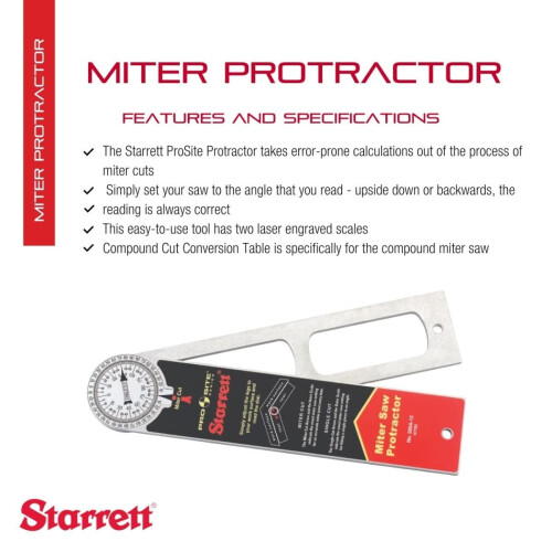 Starrett Starrett 505 A12 Pro Site Protractor 300mm (12in) 1
