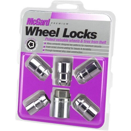 McGard 24532 Chrome Cone Seat Wheel Locks (7/16"""" - 20 Thread Size) 5 Locks / 1 Key