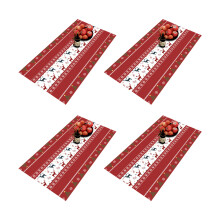 Washable And Non Slip Tableware Protection For Christmas Placemats Set Of 4 Nordic Pattern Heat Resistant Wrinkle Free PVC Mat Premium Fabric Easy To
