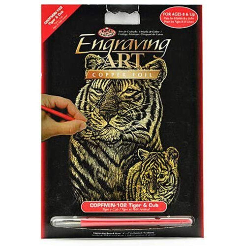 Copper Foil Engraving Art Mini Kit 5"X7"-Tiger & Cub