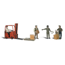 Painted Workers with Forklift (OO/HO figures) Woodland Scenics A1911 free post