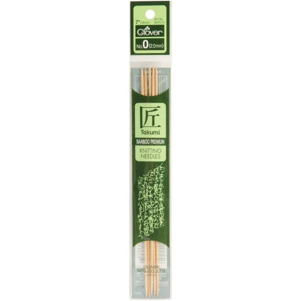 Takumi Bamboo Double Point Knitting Needles 7" 5/Pkg-Size 3/3.25mm 3015-3