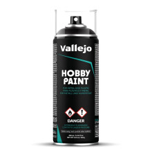 Vallejo - Hobby Paint Spray Basic Primer | Sort 400 ml. (13,52 fl.oz.) | Perfekt mat og selvnivellerende finish