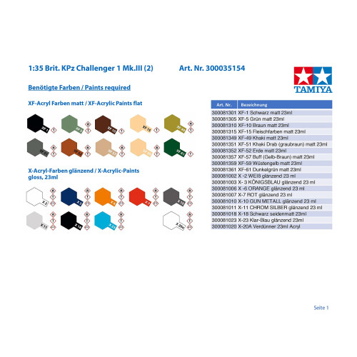 Tamiya Tamiya 35154�British Battle Tank Challenger 1�Mk. III� 1