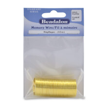 Beadalon Carbonstahl Memory Wire, Rund, Ring, Goldfarbe, 0,5 oz, ca. 99 Coils