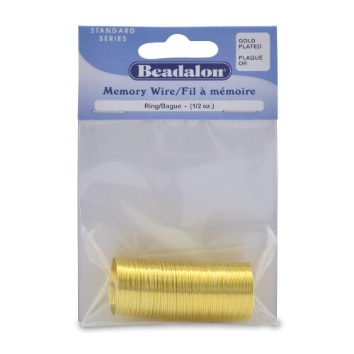 Beadalon Carbonstahl Memory Wire, Rund, Ring, Goldfarbe, 0,5 oz, ca. 99 Coils