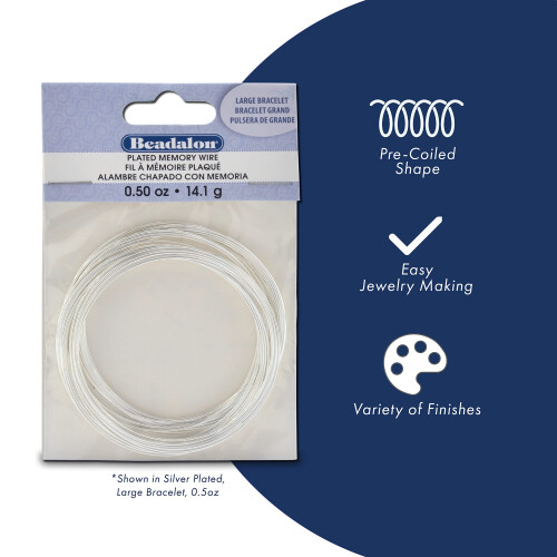 Beadalon Carbonstahl Memory Wire, Rund, Ring, Goldfarbe, 0,5 oz, ca. 99 Coils 1