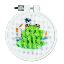 Janlynn 21-0985 Runde Kinder-Stickerei Soggy Froggy Mini Kreuzstich-Set, 3 Zoll, Klein