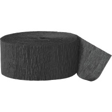 Unique Party  6375  - 24m Black Crepe Paper Party Streamer